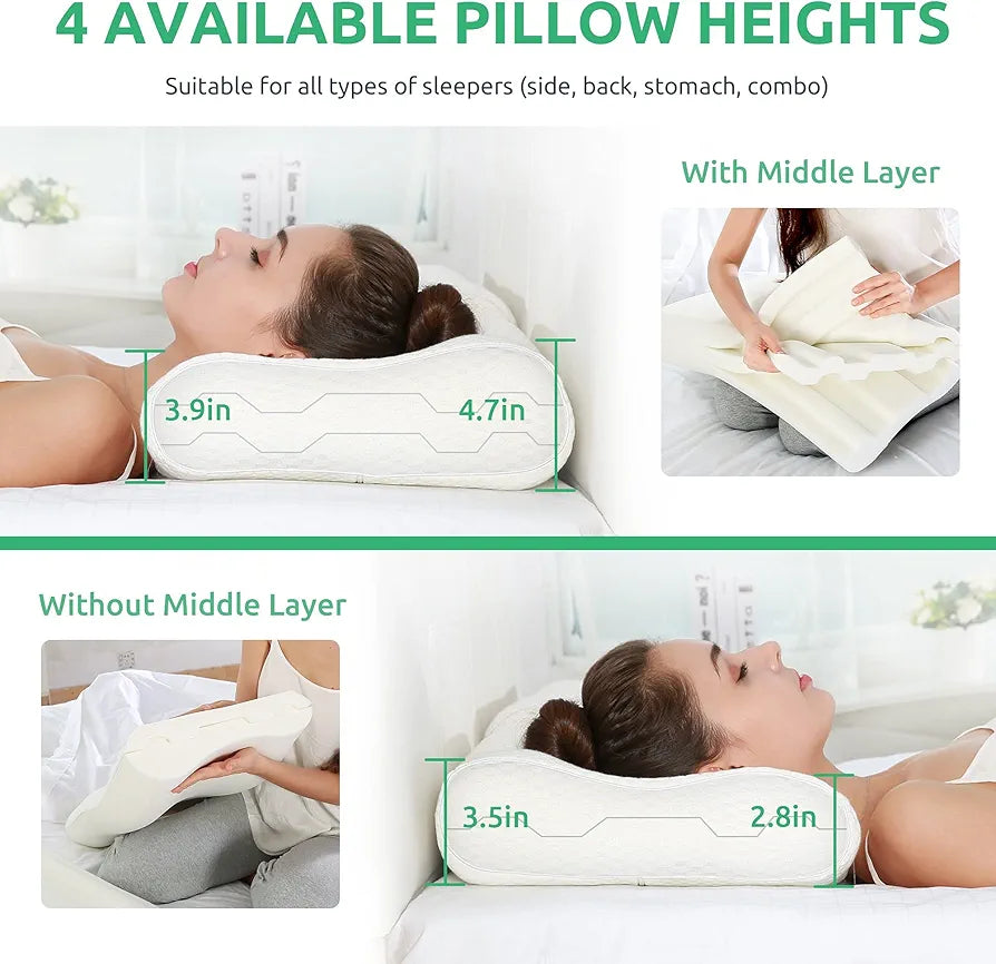 UTTU Cervical Pillow for Neck Pain Relief, Memory Foam Neck Pillow for Sleeping, Contour Cooling Pillow for Side Sleeper,