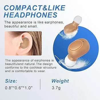 Hearing Aids, Miniature Hearing Amplifiers for Adults with Noise Cancelling, Rechargeable Hearing Aids for Seniors with Crystal Clear Sound, and LED Power Display