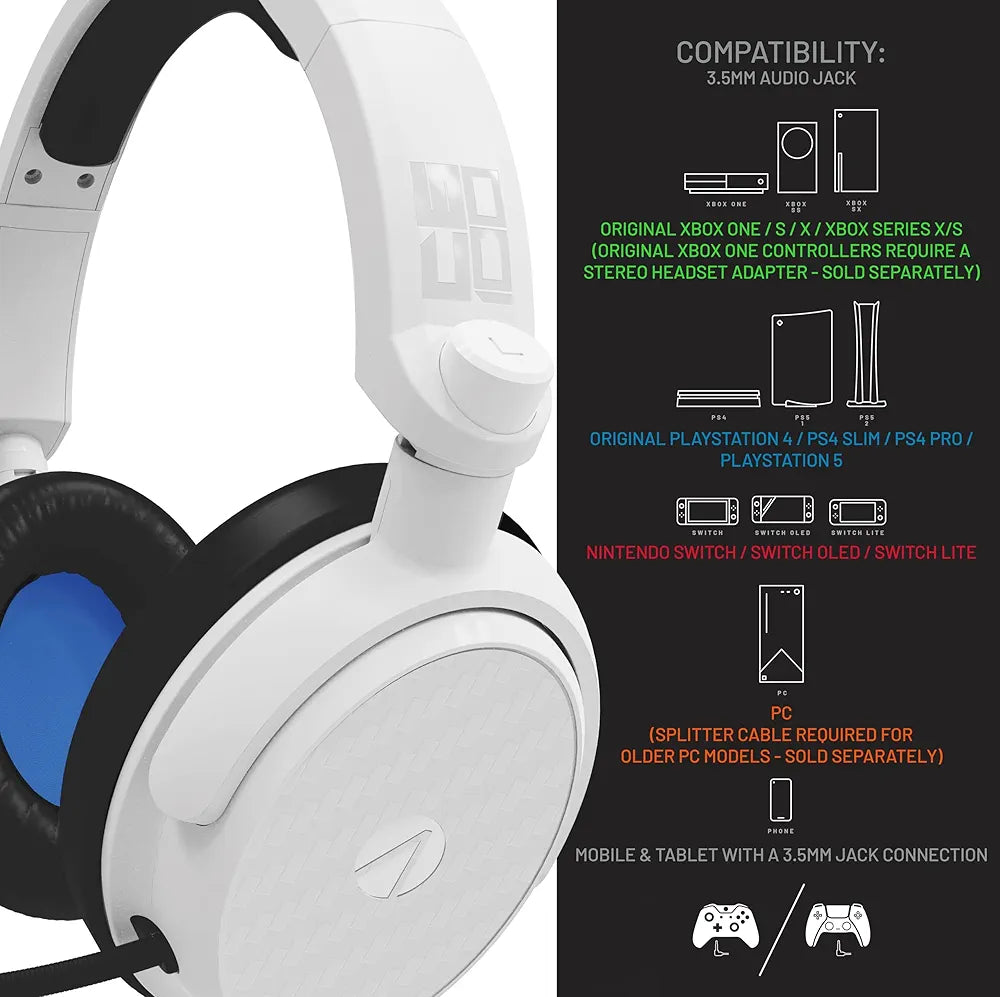 STEALTH C6-100 Blue Over Ear Gaming Headset PS4/PS5, XBOX, Nintendo Switch, PC with Flexible Mic, 3.5mm Jack, 1.5m Cable, Lightweight, Comfortable and Durable