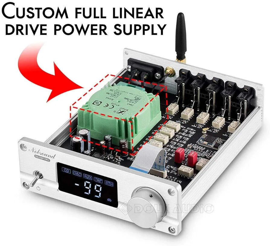 Nobsound NS-08P PRO HiFi Bluetooth 5.0 Digital Preamplifier Home Stereo Audio Preamp + IR Remote