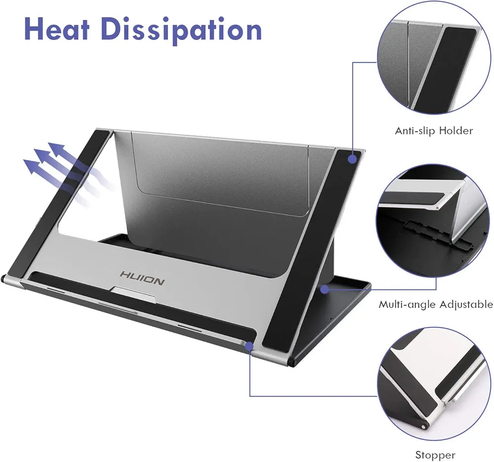 HUION Adjustable Stand Multi-Angle Portable Desk Stand for 10-15.6" Graphics Drawing Monitor Tablet Pen Display, Suitable for Kamvas Pro 16/Pro 12/Pro 13, Kamvas 12/13/16, iPad Pro, Wacom Cintiq