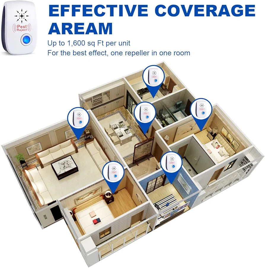 Ultrasonic Pest Repellent, Pack of 4 Insect Repellent Plug in Electronic Ultrasonic Mouse Repellent Indoor Pest Repeller Against Rats, Spiders, Mice, Cockroaches, Mosquitoes and Flies