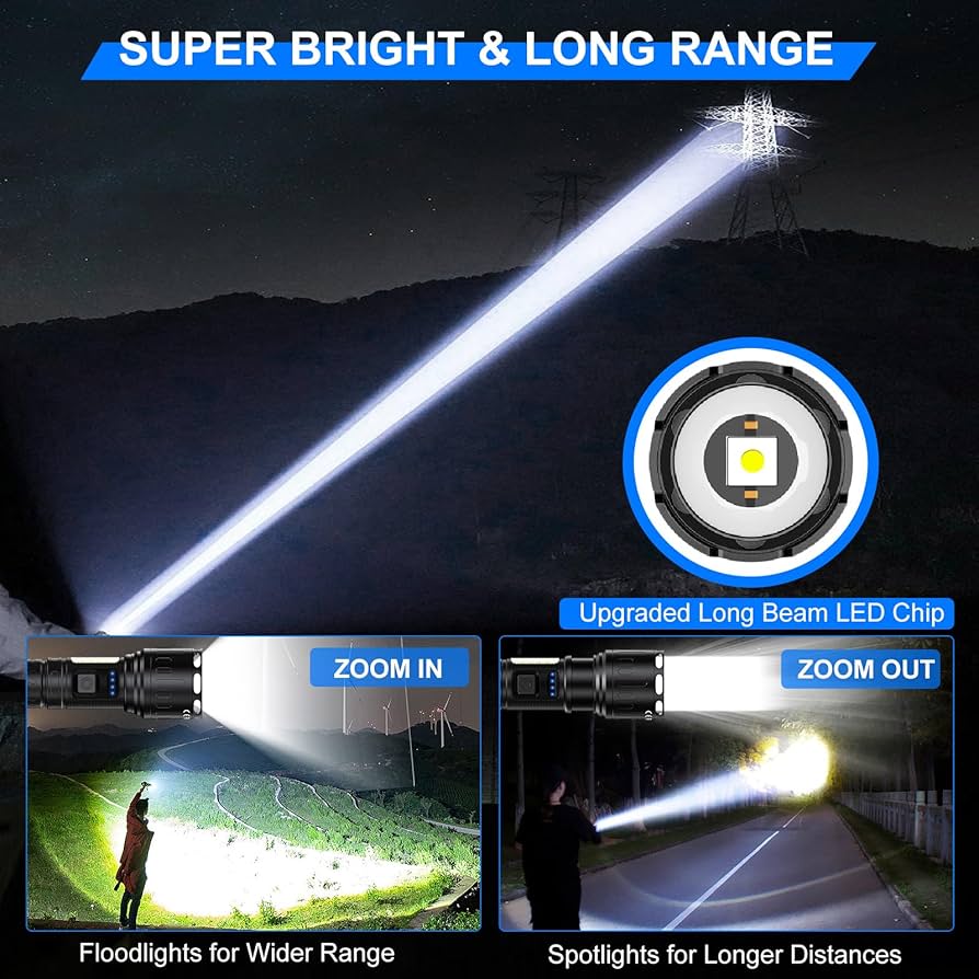 Rechargeable Flashlight 8800 Mah 1200.000 LM Super Bright Flashlight