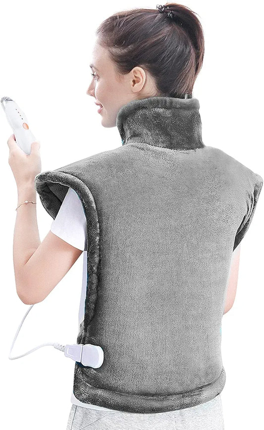 Heating Pad for Back Relaxation - Electric Heating Pad for Shoulders and Neck - Wearable Wrap Around Heat Pads - 24"x33" Fast Heated Wrap with 6 Temperature Settings, 1.5H Auto Shut Off,