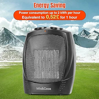 Ceramic Fan Heaters for Home Low Energy, 1500W 2-in-1 Portable Space Heaters with 3 Heat Settings, Instant Heat Electric PTC Heaters with Energy Efficient for Living Room, Bedroom, Mia&Coco