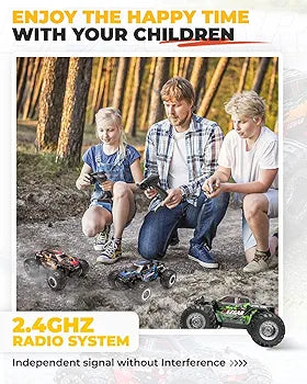 BEZGAR TM201 Remote Control Cars - 1:20 Scale RC Car, 2WD 15KM/H All-Terrains Off Road Monster Truck Vehicle Toy with Two Rechargeable Batteries for Boys Kids Girls