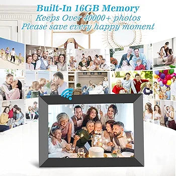 WiFi Digital Picture Frame 10.1 Inch Smart Digital Photo Frame with IPS Touch Screen HD Display, 16GB Storage Easy Setup to Share Photos or Videos Anywhere via Free Frameo APP (Black Frame)