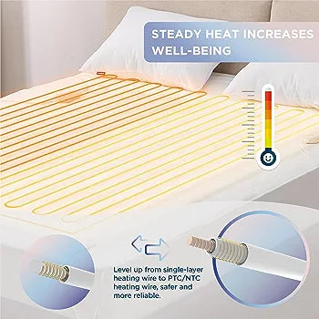 Bedsure Heated Mattress Pad Queen - Dual Controller Electric Bed Warmer and 4 Heat Settings, Coral Fleece with 10 Hour Timer Auto Shut Off (Queen, 60"x80")