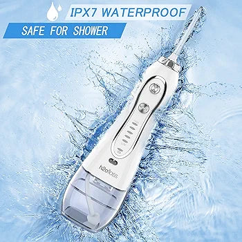 H2ofloss Water Flosser Professional Cordless Dental Oral Irrigator - Portable and Rechargeable IPX7 Waterproof Water Flossing for Teeth Cleaning,300ml Reservoir Home and Travel (HF-6)