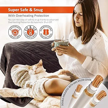 Warmer Electric Heated Throw Blanket - Extra Large 200 x 130cm Digital Controller - Timer, 9 Heat Settings, Auto Shutoff - Machine Washable