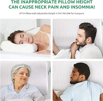 UTTU Cervical Pillow for Neck Pain Relief, Memory Foam Neck Pillow for Sleeping, Contour Cooling Pillow for Side Sleeper,