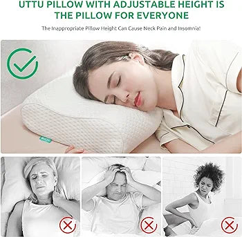 UTTU Cervical Pillow for Neck Pain Relief, Memory Foam Neck Pillow for Sleeping, Contour Cooling Pillow for Side Sleeper,