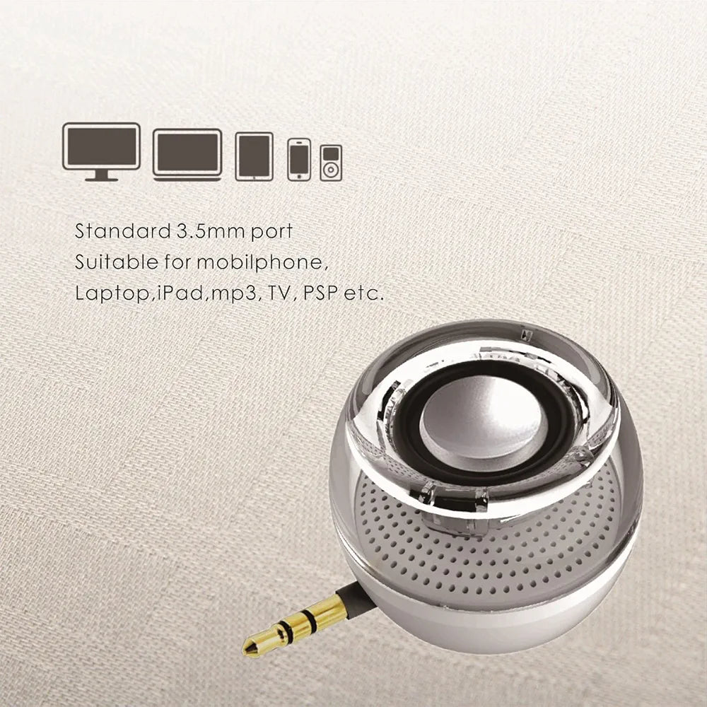 Wireless Speakers, Leadsound Crystal Portable mini Speaker with 3.5mm Aux Audio Jack Plug in Clear Bass Micro USB Port Audio Dock for Smart Phone, for iPad, computer (White)