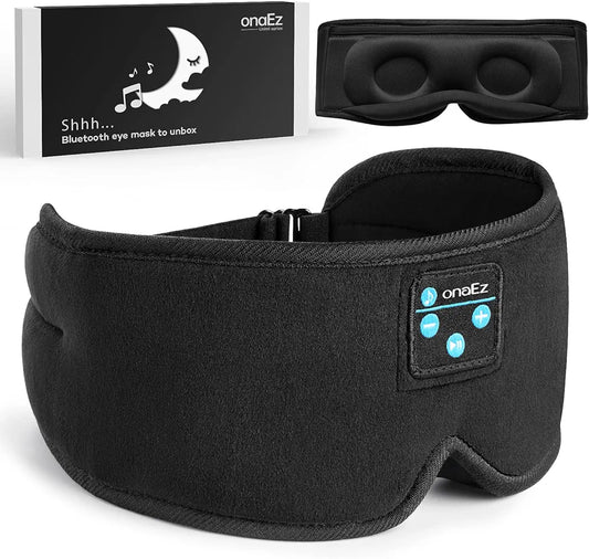 Sleep Headphones, onaEz 2023 Upgraded Bluetooth Sleep Mask, 3D Eye Mask Men Women with Wireless 5.0 Handsfree Bluetooth, Soft Music Sleeping Mask Built-in Speakers Microphone, Light Blocking Blindfold