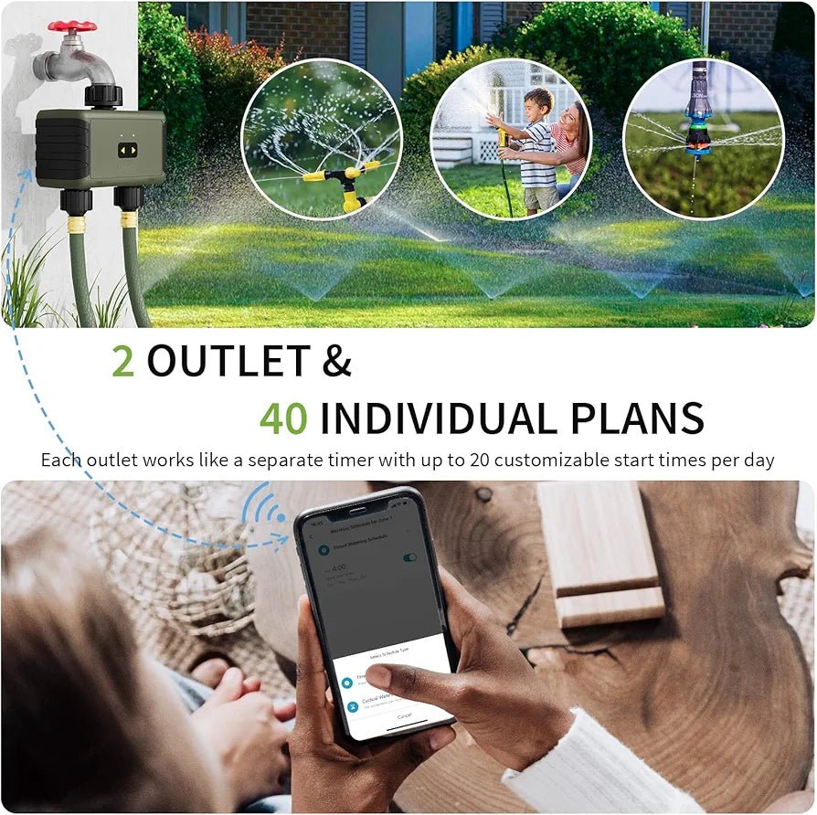 Diivoo WiFi Sprinkler Timer WT-03W and Bluetooth Sprinkler Timer 2 Zone WT-05