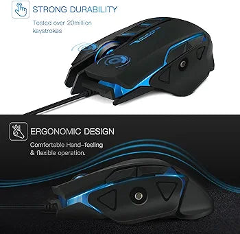 SZMDLX Gaming Mouse, Wired (4800 DPI) (Programmable) (Breathing Light) (Weight Tuning Set) Ergonomic Game