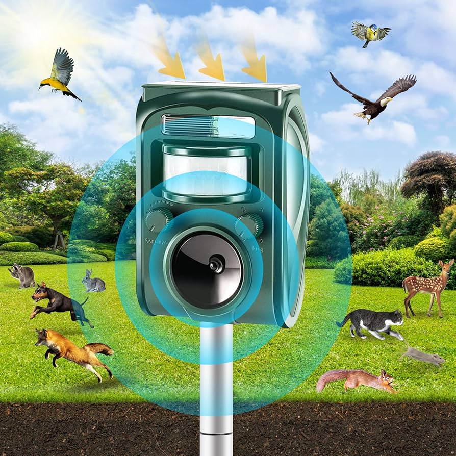 Ultrasonic Animal Repellent  with Motion Sensor Sound and LED
