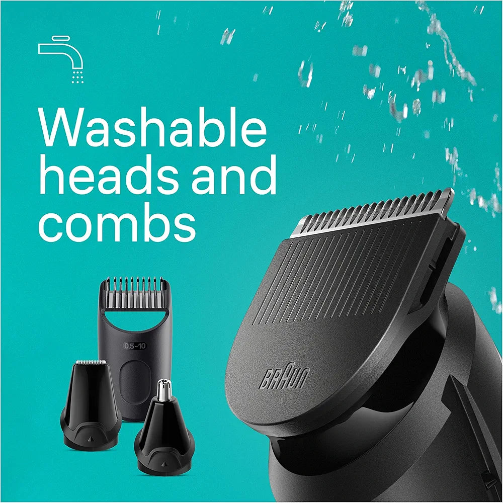 Braun All-in-One Style Kit Series 3 3470, 7-in-1 Trimmer for Men with Beard Trimmer, Ear & Nose Trimmer, Hair Clippers & More, Ultra-Sharp Blade, 40 Length Settings, Washable