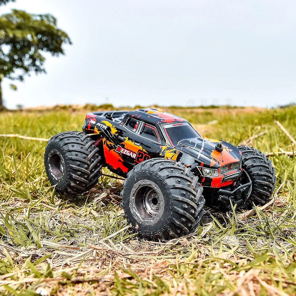 BEZGAR TM201 Remote Control Cars - 1:20 Scale RC Car, 2WD 15KM/H All-Terrains Off Road Monster Truck Vehicle Toy with Two Rechargeable Batteries for Boys Kids Girls