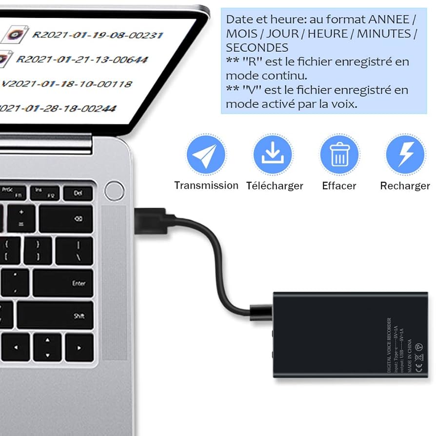 Magnetic Voice Recorder 32GB 12 Days Battery Life 2500mAh Voice Activation Voice Recorder Long Life Voice Recorder NOR/BEFORE Button