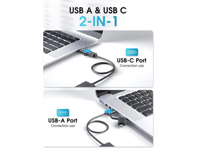 USB Hub USB 3.1 C to USB 3.0 Hub with 4 Ports and 2ft Extended Cable Ultra Slim Portable USB Splitter for MacBook Mac Pro/Mini iMac Ps4 PS5 Surface Pro Flash Drive Samsung(Black)