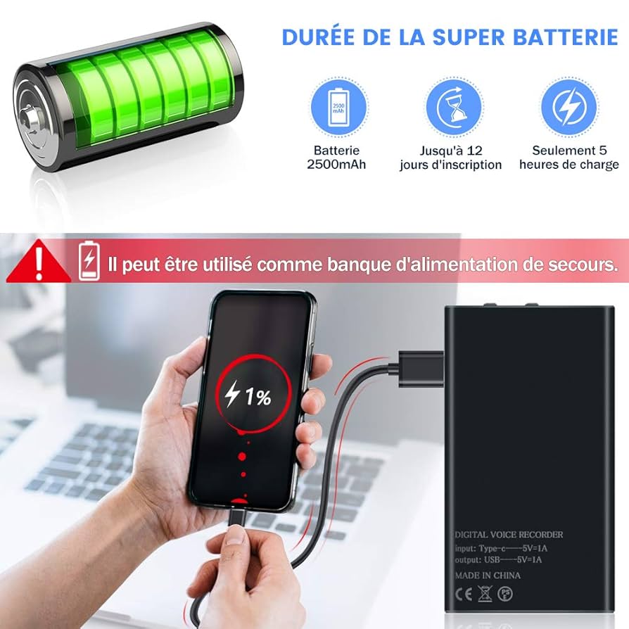 Magnetic Voice Recorder 32GB 12 Days Battery Life 2500mAh Voice Activation Voice Recorder Long Life Voice Recorder NOR/BEFORE Button