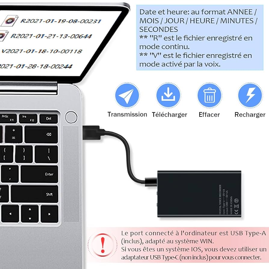 Magnetic Voice Recorder 32GB 12 Days Battery Life 2500mAh Voice Activation Voice Recorder Long Life Voice Recorder NOR/BEFORE Button