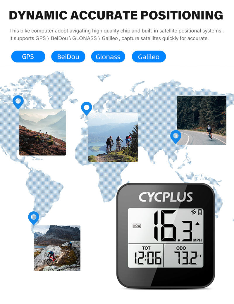 CYCPLUS GPS Bike Computer, Wireless Cycling Computer with Automatic Backlight, Bicycle Speedometer Odometer with Waterproof and Lager Battery, Provide Professional Data Analysis