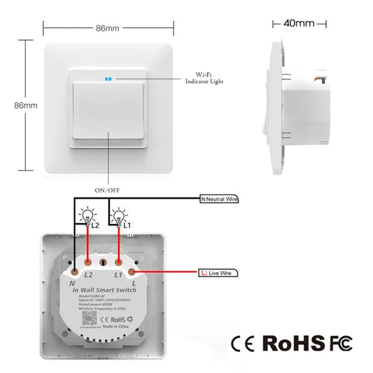 Smart Timer Push Button 1GANG AC100-240V 10A WiFi Switch Tuya Remote Control Alexa Google Home pack of 3