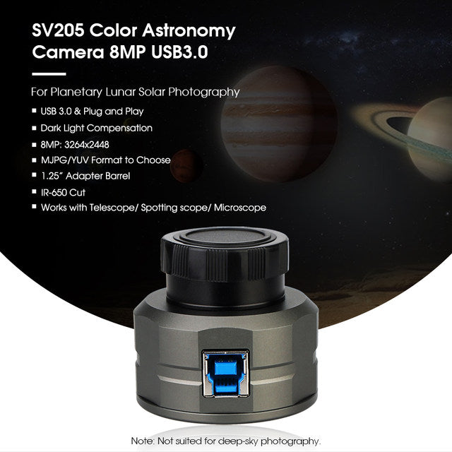 Svbony SV205 1.25" 8MP USB 3.0 Digital Color Astronomy Electronic Telescope Camera with Eyepiece