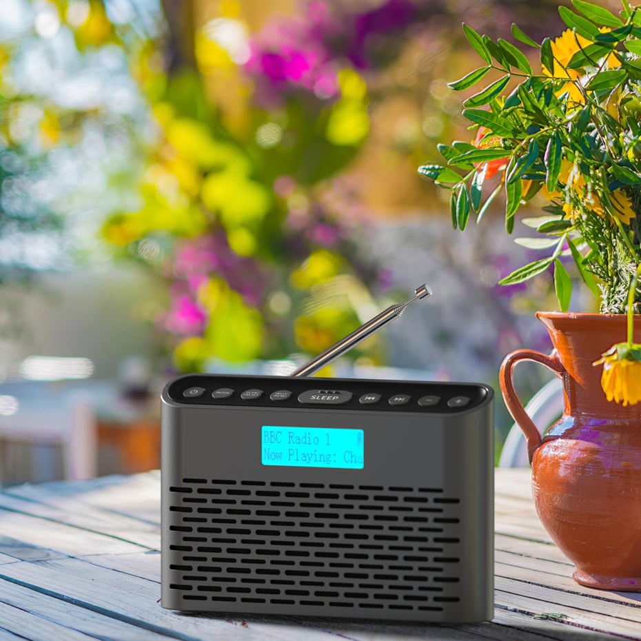 i-box DAB Radio Portable, DAB Plus/DAB Radio, FM Radio, Small Radio, Digital Radio Mains Powered or Battery, USB Charging for 15 Hours Playback, Slim Design