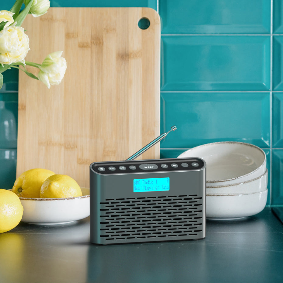i-box DAB Radio Portable, DAB Plus/DAB Radio, FM Radio, Small Radio, Digital Radio Mains Powered or Battery, USB Charging for 15 Hours Playback, Slim Design