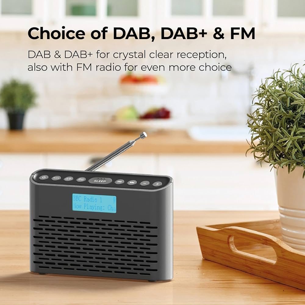 i-box DAB Radio Portable, DAB Plus/DAB Radio, FM Radio, Small Radio, Digital Radio Mains Powered or Battery, USB Charging for 15 Hours Playback, Slim Design
