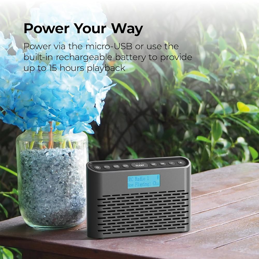 i-box DAB Radio Portable, DAB Plus/DAB Radio, FM Radio, Small Radio, Digital Radio Mains Powered or Battery, USB Charging for 15 Hours Playback, Slim Design