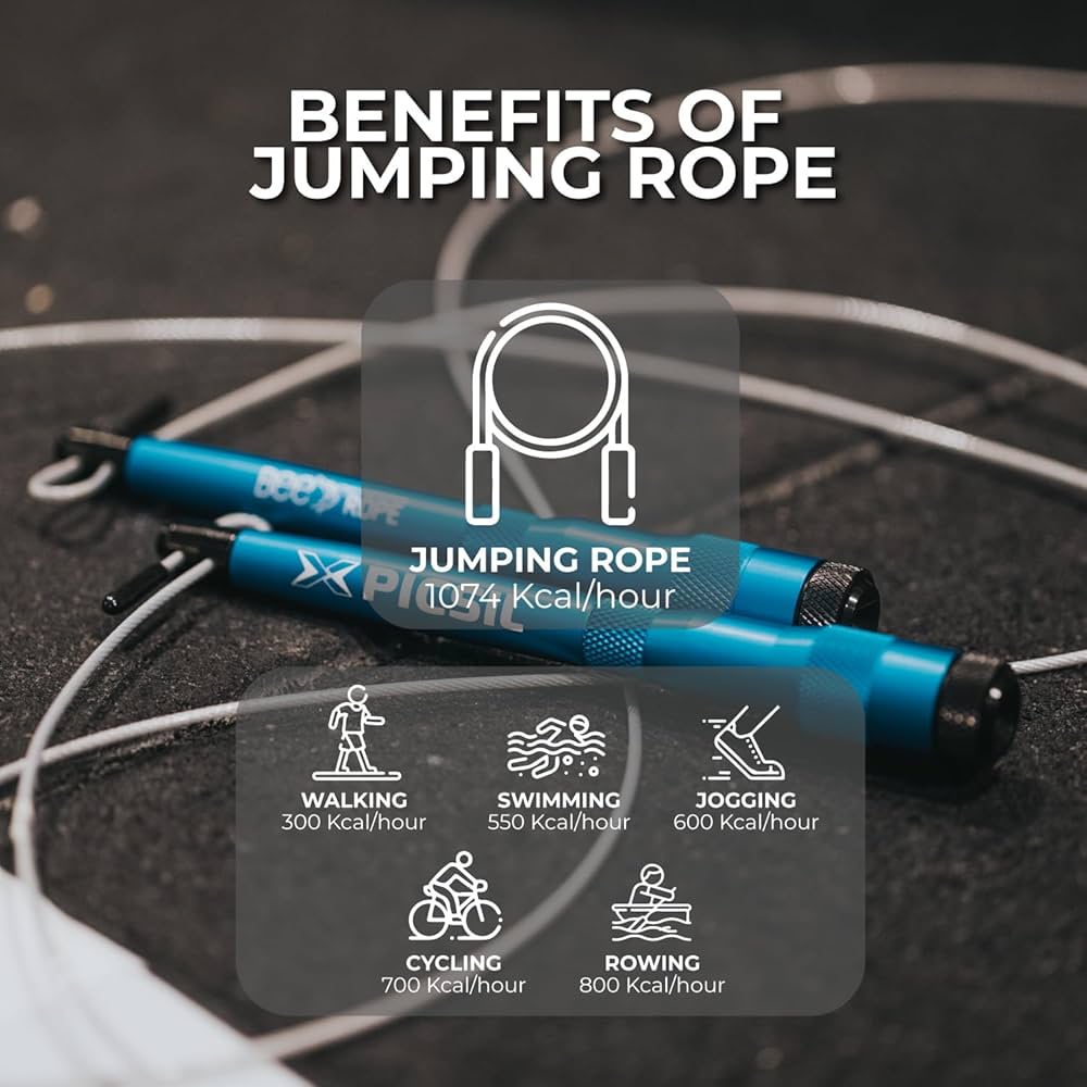 PICSIL - BEE High Speed Skipping Rope | Aluminum & Double Bearing System | Self-Adjusting for Cross Training, Boxing & Fitness | Lightweight 7.4oz | Adaptable for Men, Women & Children |