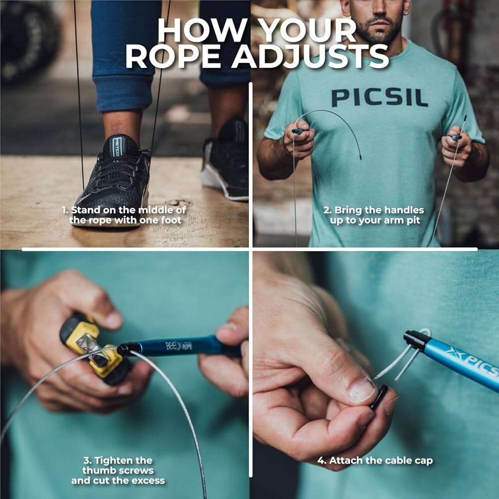 PICSIL - BEE High Speed Skipping Rope | Aluminum & Double Bearing System | Self-Adjusting for Cross Training, Boxing & Fitness | Lightweight 7.4oz | Adaptable for Men, Women & Children |