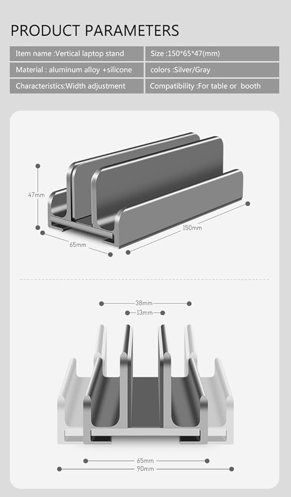 Vertical Laptop Stand by Desk York - Laptop Docking Stand Station - Adjustable Slots Laptop Holder, Fits All Computers, Tablet, Phone, (Rose Gold)