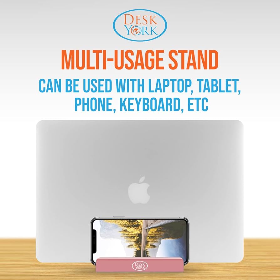 Vertical Laptop Stand by Desk York - Laptop Docking Stand Station - Adjustable Slots Laptop Holder, Fits All Computers, Tablet, Phone, (Rose Gold)