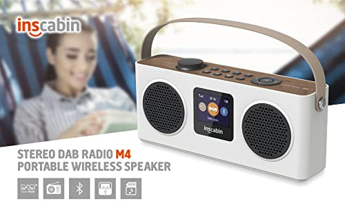 Inscabin M4 Portable DAB/DAB+ Radio Digital FM Portable Radio/Bluetooth/Stereo Sound/Dual speakers/Dual Alarm Clock/Rechargable Battery