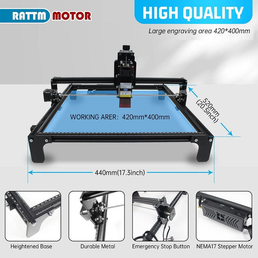 Laser Engraver 4240, 20W Laser Engraving Cutting Machine, Laser Machine 5W Output Power, Laser Cutter for Metal and Wood with 16.5”x15.75” Large Engraving Cutting Area (420x400mm)