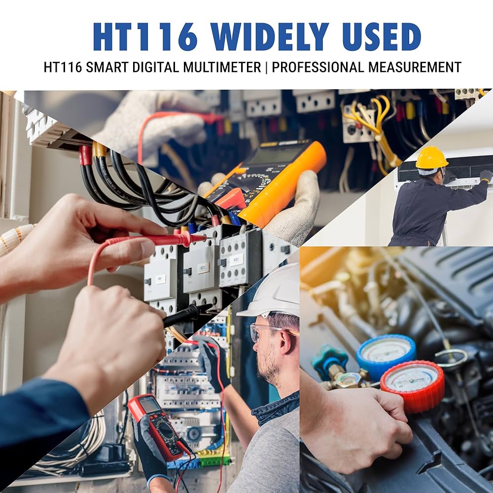 HABOTEST HT116 Digital Multimeter 9999 Counts, True RMS, Auto-Off, DC/AC Voltage, Current, Resistance, Continuity, Capacitance, Ohms, Frequency, Diodes, NCV, and Temperature