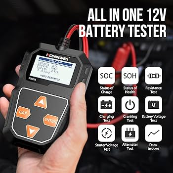 KONNWEI KW208 12V Car Battery Tester, Battery Load Tester Automotive 12V Alternator Starter Tester Digital Auto Battery Analyzer Charging Cranking System Tester for Car Truck Marine Motorcycle Boat
