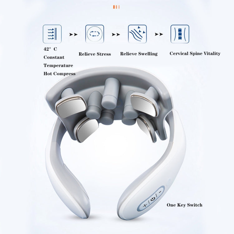 H88 Four Head Neck and Shoulder Massager Vibration Hot compress Physiotherapy Instrument(White