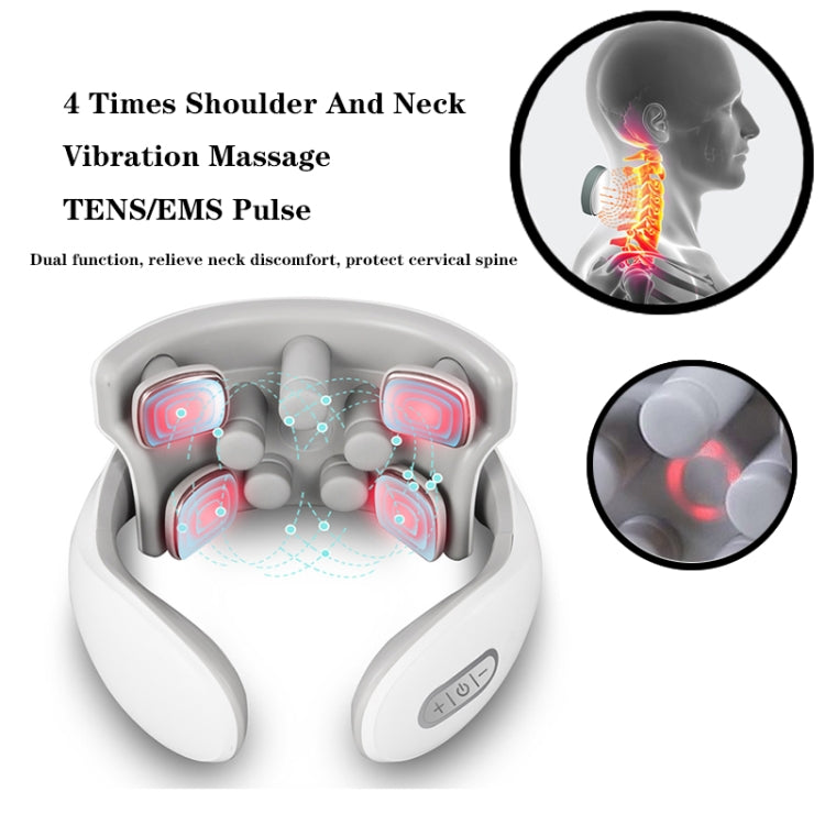 H88 Four Head Neck and Shoulder Massager Vibration Hot compress Physiotherapy Instrument(White