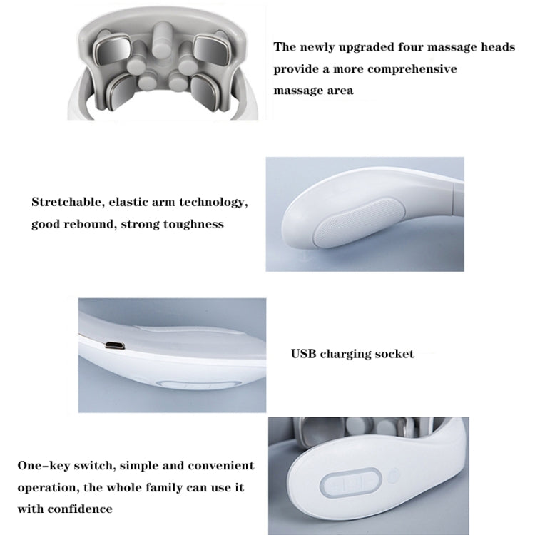 H88 Four Head Neck and Shoulder Massager Vibration Hot compress Physiotherapy Instrument(White