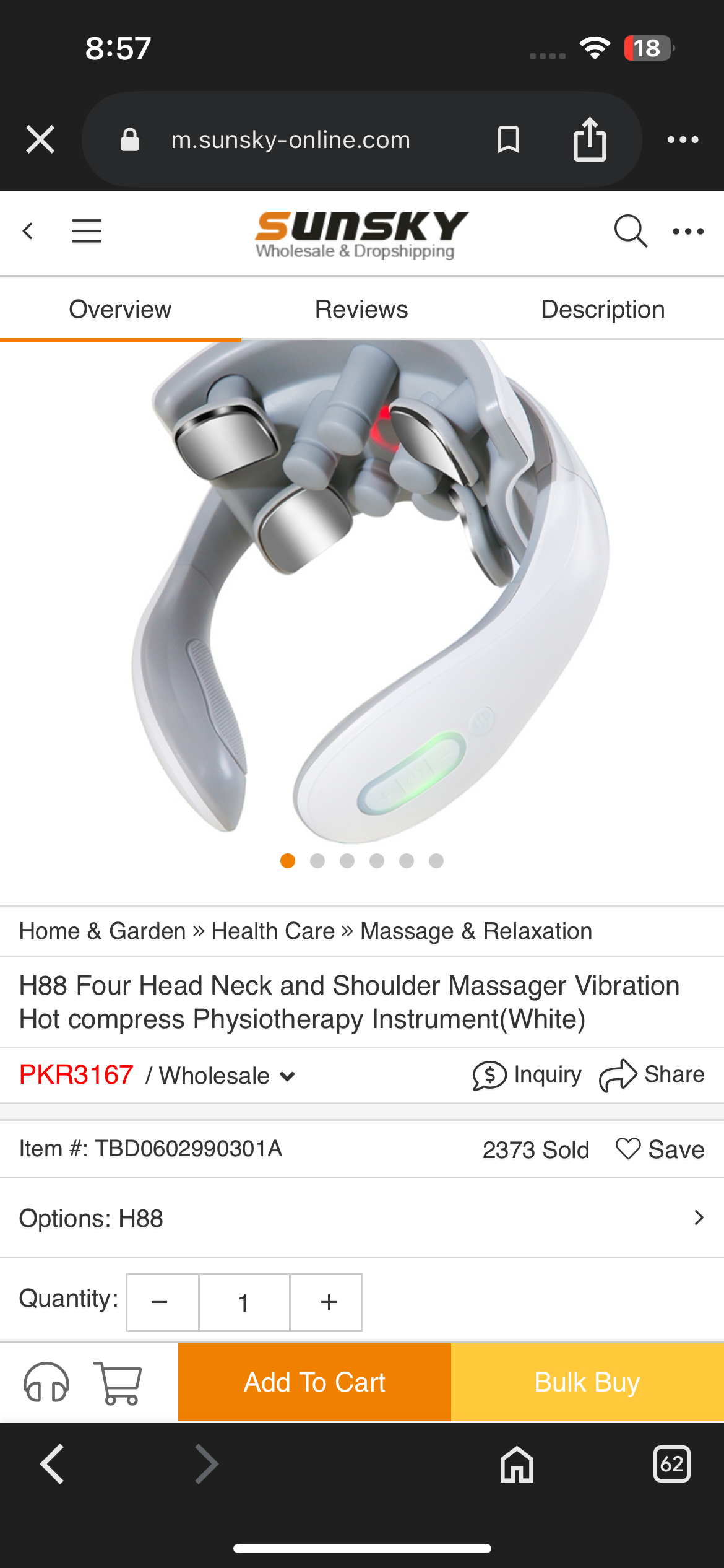 H88 Four Head Neck and Shoulder Massager Vibration Hot compress Physiotherapy Instrument(White