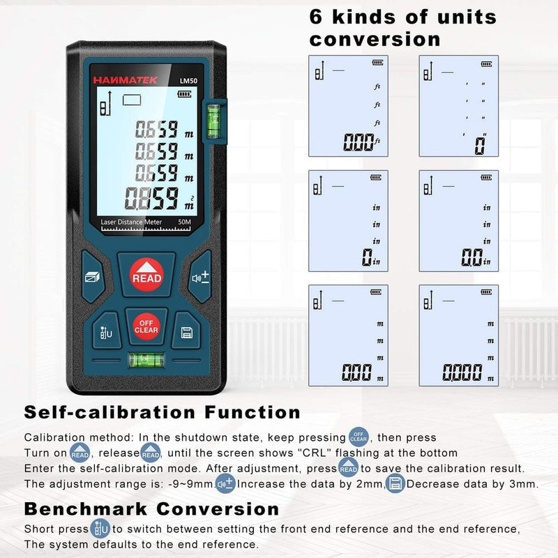 HANMATEK LM50 Laser Distance Measure 50m