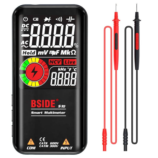 BSIDE Bside S10 Digital Multimeter Handy Auto Range EBTN LCD 9999 Counts Voltage Tester Capacitance Resistance Frequency Temp Continuity Diode Duty Cycle Live Check Voltmeter with Flashlight