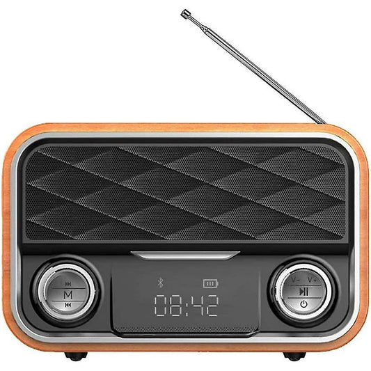 Portable Wireless Bluetooth Speaker Urround Stereo Sound Wooden Subwoofer 2 Speakers FM Radio for PC, Mobile Phone, Laptop TF Card AUX USB,Light wood