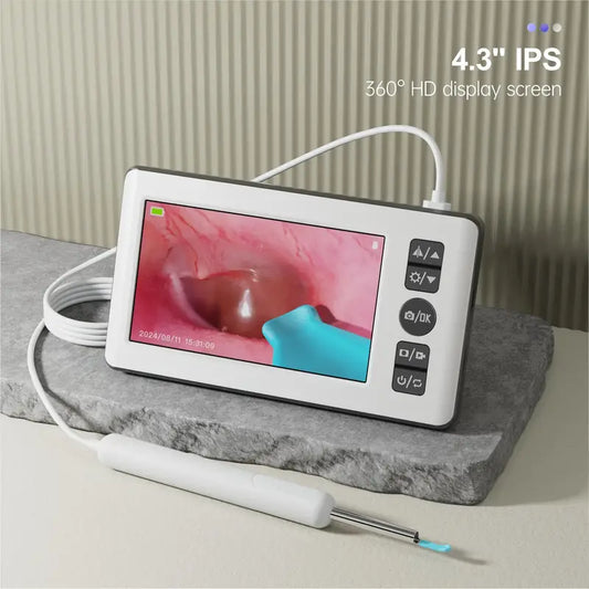 Medical-Grade Ear, Nose, Throat Endoscope with 4.3” HD Display & 3.5mm HD Portable Camera - with USB/Powersource Compatibility, Real-Time Visual Inspection for ENT Diagnosis, Ear Cleaning, Nasal/Sinus Procedures